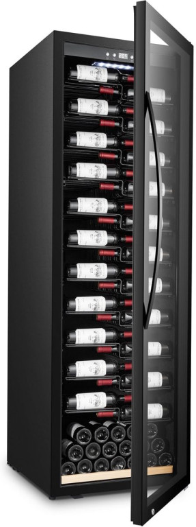 Kahden lämpötilan viinikaappi mQuvée WineExpert 192 Fullglass Black Label-View, musta