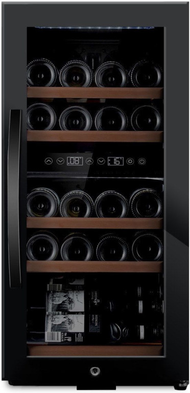 Kahden lämpötilan viinikaappi mQuvée WineExpert 24 Fullglass Black, musta