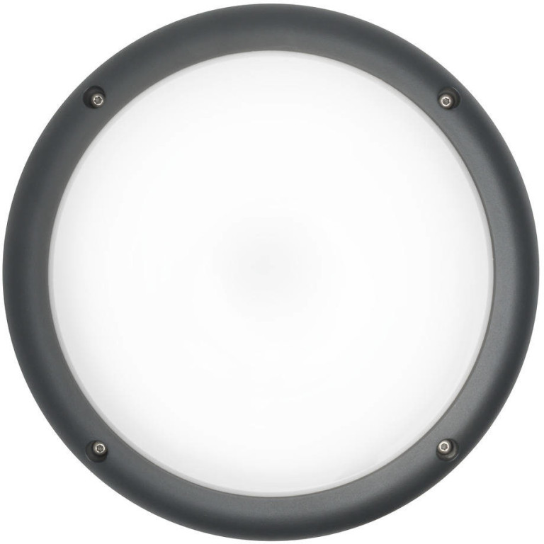 LED-ulkoseinävalaisin Airam Cestus Round, 20W/840, Ø261x140mm, IP65, antrasiitti/opaali