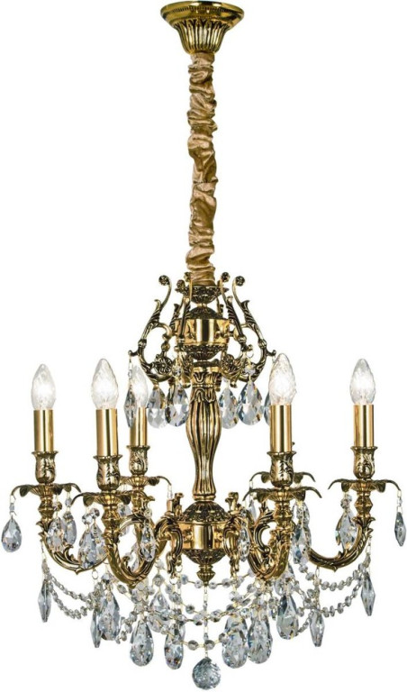 Aneta Lighting Kattokruunu Versailles 6-osainen K9-kristalli kulta