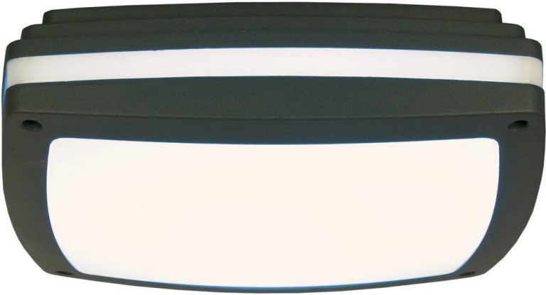 Aneta Lighting LED-ulkokattoplafondi Quadro 30x30 cm IP54 tummanharmaa/valkoinen