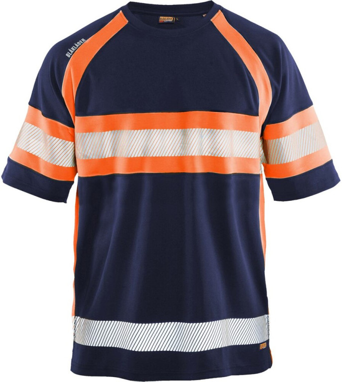 Blåkläder T-paita 3337 Highvis mariininsininen/huomio-oranssi