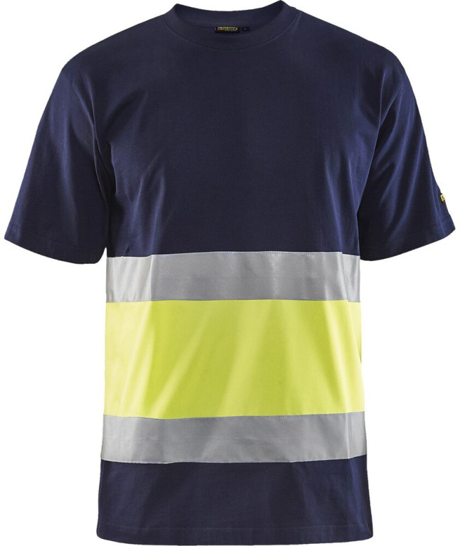 Blåkläder T-paita 3387 Highvis mariininsininen/huomiokeltainen