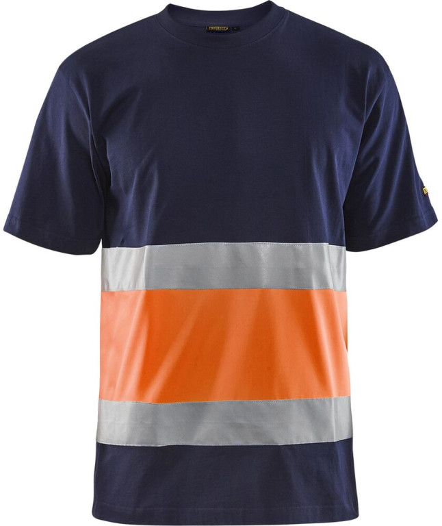 Blåkläder T-paita 3387 Highvis mariininsininen/huomio-oranssi