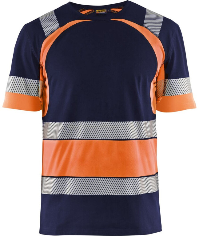 Blåkläder T-paita 3421 Highvis mariininsininen/huomio-oranssi