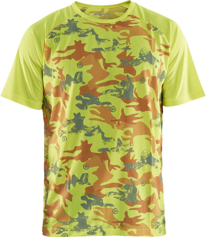 Blåkläder T-paita 3425 Functional Camo keltainen/harmaa
