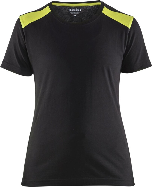 Blåkläder Naisten t-paita 3479 musta/keltainen