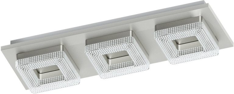 Eglo LED-katto/seinävalaisin Fradelo 3-os. neliö kromi/kristalli/kirkas 3X4W IP20