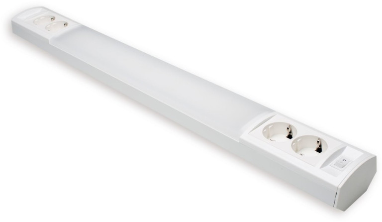 Ensto Ami LED Työpiste/Välitilan valaisin Valkoinen 1462mm 2xkaksoispistorasialla ja kytkimellä, AL124L1460/DW, 20W IP21