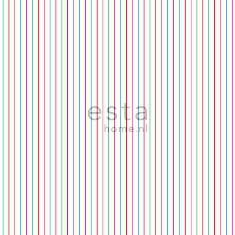 ESTA Giggle Tapetti stripes vaaleanpunainen & turkoosi 53 cm x 10,05 m Non-woven