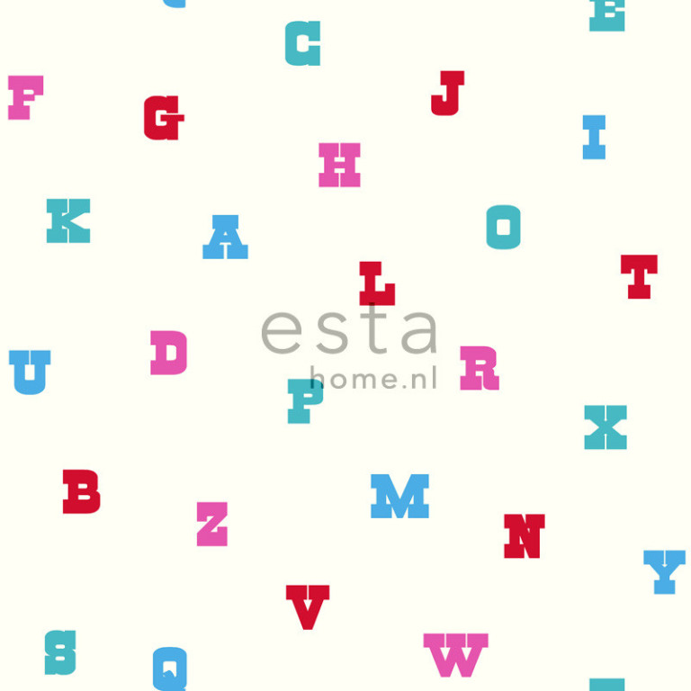 ESTA Giggle Tapetti learning the alphabet turkoosi & vaaleanpunainen 53 cm x 10,05 m Non-woven