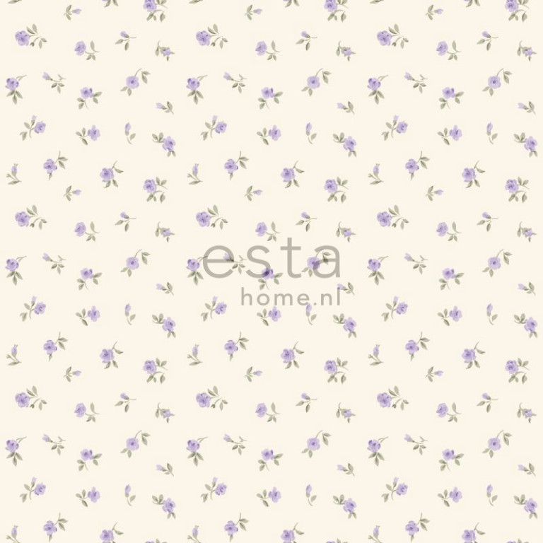 ESTA Denim & Co. Tapetti little roses lila 53 cm x 10,05 m Non-woven