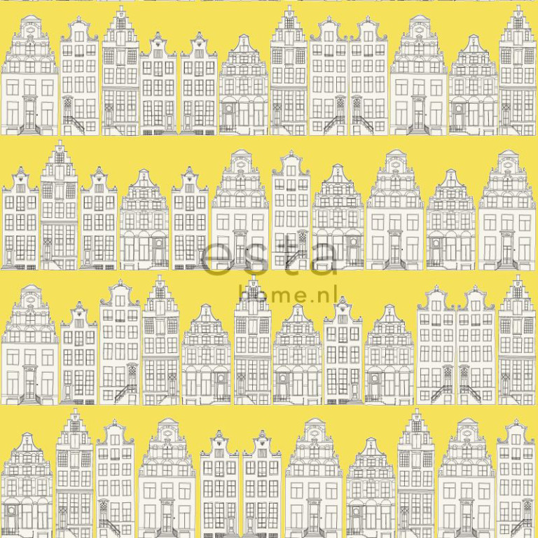ESTA Denim & Co. Tapetti Amsterdam houses keltainen 53 cm x 10,05 m Non-woven