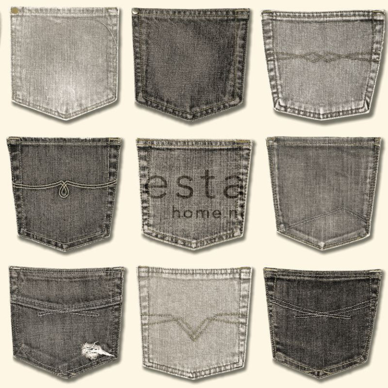 ESTA Denim & Co. Tapetti jeans pockets pocket harmaa 53 cm x 10,05 m Non-woven