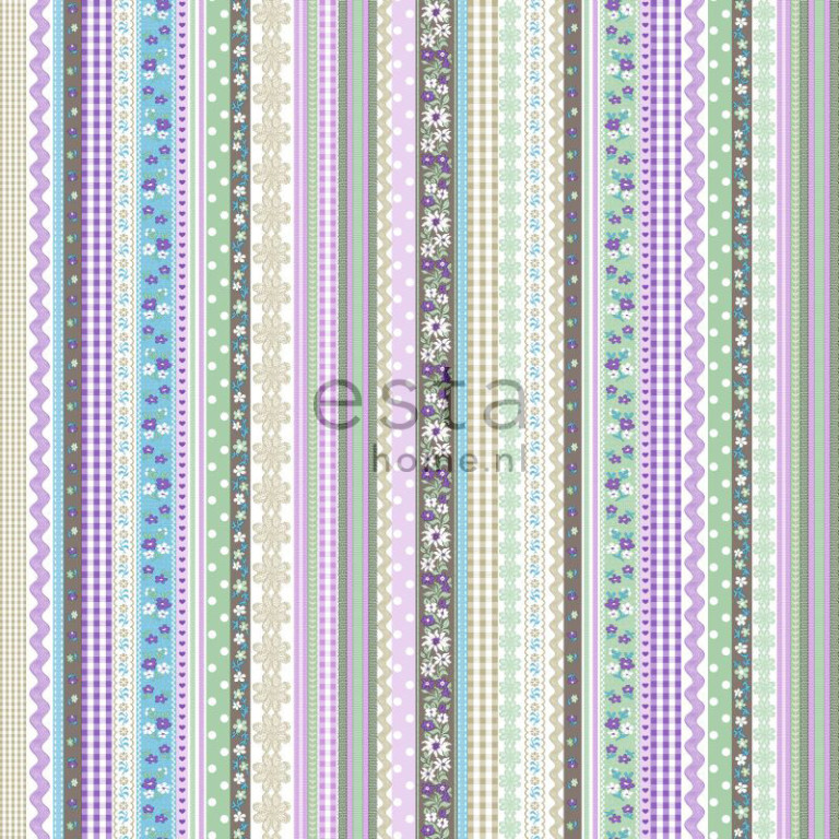 ESTA Pretty Nostalgic Tapetti little ribbons pastelli 53 cm x 10,05 m Non-woven