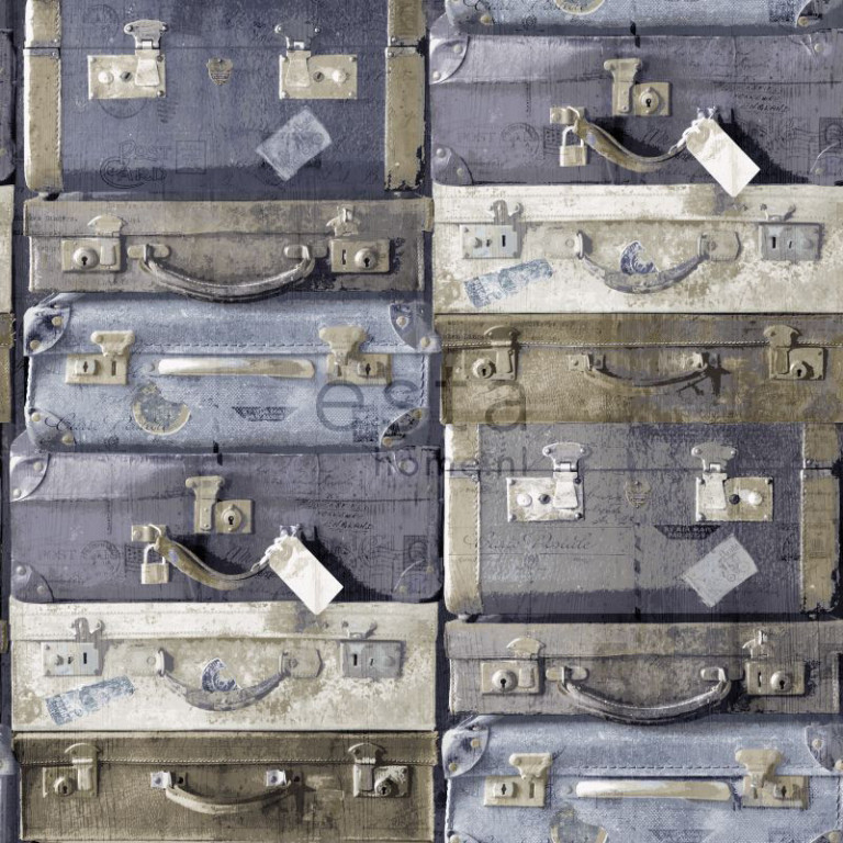 ESTA Vintage rules! Tapetti vintage suitcases sini-ruskea 53 cm x 10,05 m Non-woven
