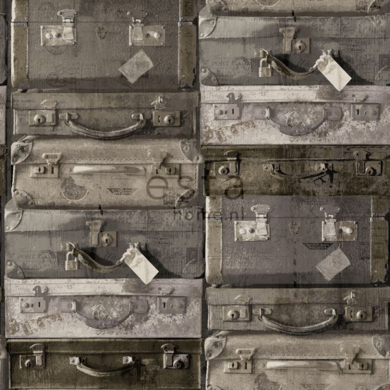 ESTA Vintage rules! Tapetti vintage suitcases tummanruskea 53 cm x 10,05 m Non-woven