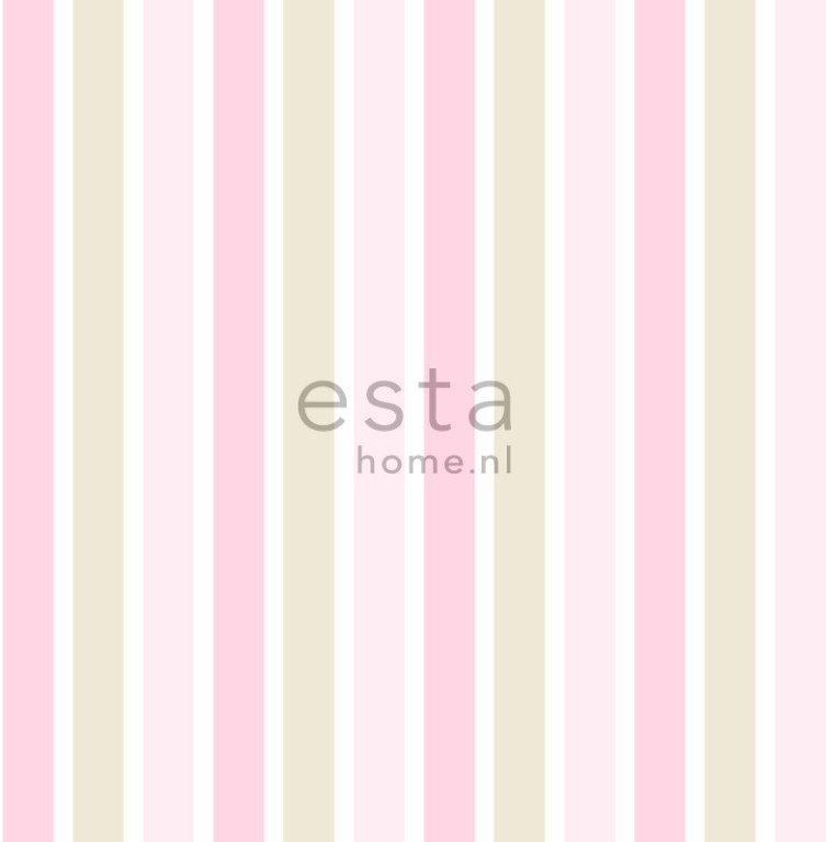 ESTA Everybody Bonjour Tapetti vertical stripes light vaaleanpunainen, beige & valkoinen 53 cm x 10,05 m Non-woven
