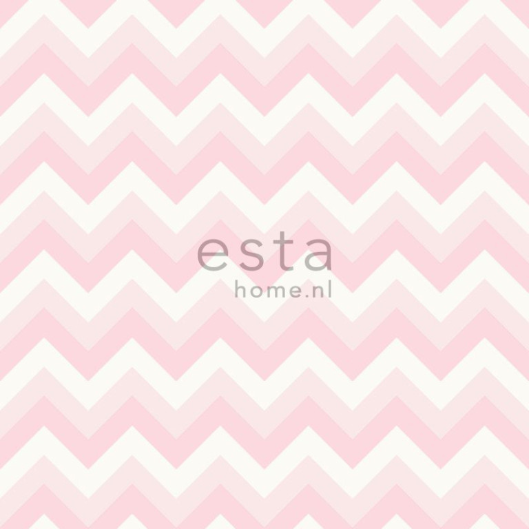 ESTA Everybody Bonjour Tapetti zigzag light vaaleanpunainen & valkoinen 53 cm x 10,05 m Non-woven