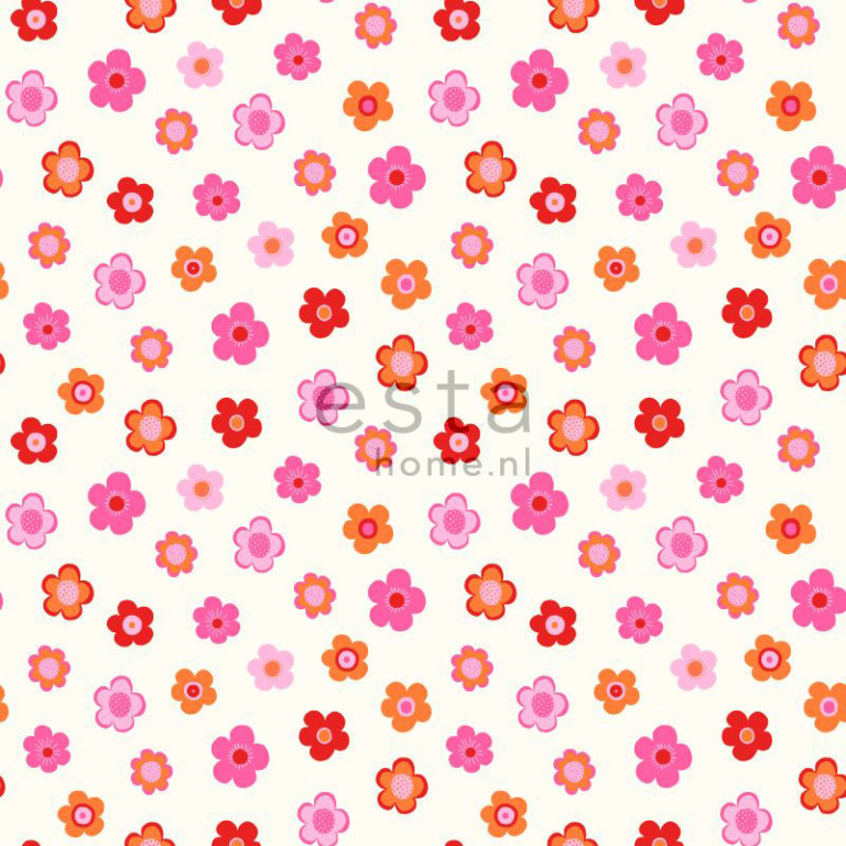 ESTA Everybody Bonjour Tapetti vintage little flowers vaaleanpunainen, pinkki & oranssi 53 cm x 10,05 m Non-woven