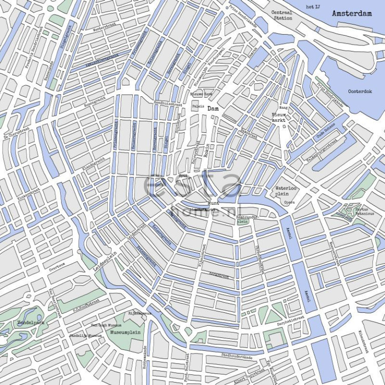 ESTA Denim & Co. Paneelitapetti PhotoWallXL Amsterdam street map 279 x 279 cm