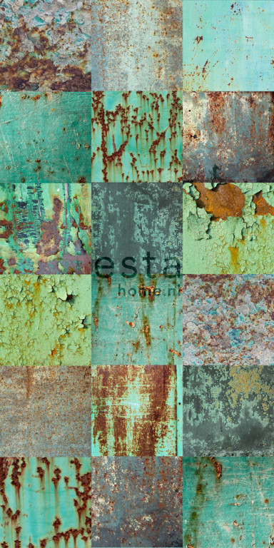 ESTA Vintage rules! Tapetti wallpaperXXL patchwork weathered smaragdinvihreä 46,5 cm x 8,37 m