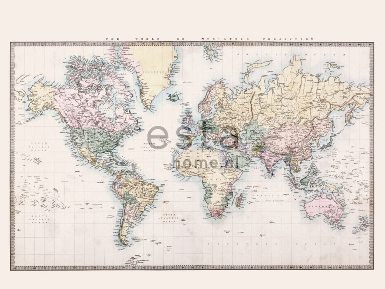 ESTA Vintage rules! Paneelitapetti PhotoWallXL vintage map of the world 372 cm x 2,79 m