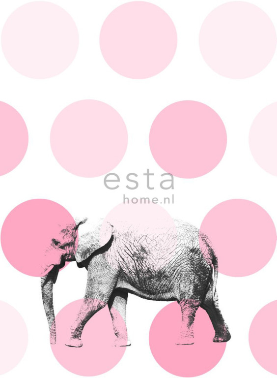 ESTA Everybody Bonjour Paneelitapetti PhotoWallXL elephant vaaleanpunainen 186 cm x 2,79 m