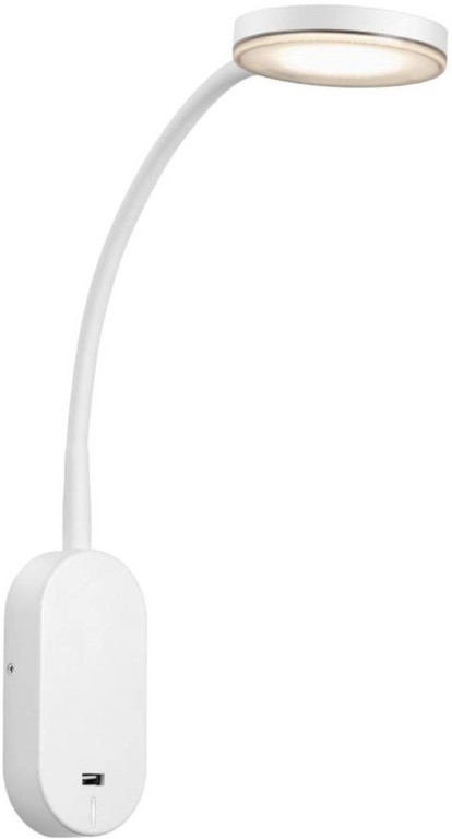 Nordlux Mason Seinävalaisin USB-liitännällä valkoinen LED 5W IP20