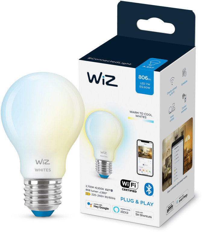 WiZ älylamppu Wi-Fi 60W A60 E27 927-65 huurrettu lasi