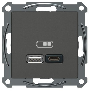 Schneider Electric Exxact USB-latauspistorasia A + C 2,4 A antrasiitti