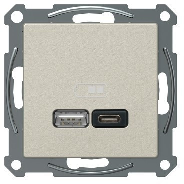 Schneider Electric Exxact USB-latauspistorasia A + C 2,4 A metalli