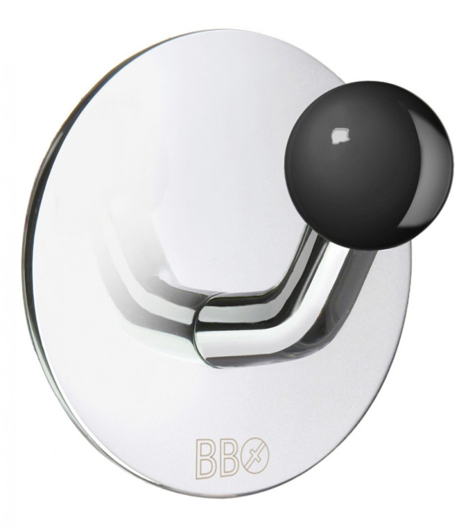 Beslagsboden B design Koukku tarrakiinnitteinen kiiltävä/musta nuppi BK1084