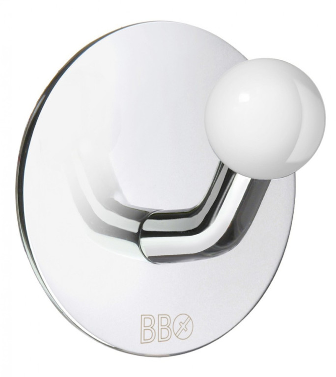 Beslagsboden B design Koukku tarrakiinnitteinen kiiltävä/valkoinen nuppi BK1085